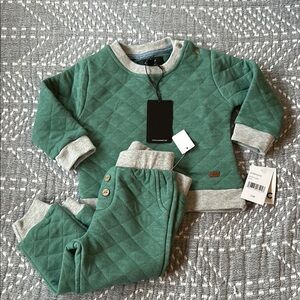 NWT 7 For All Mankind Green Quilted Baby Set, 12m